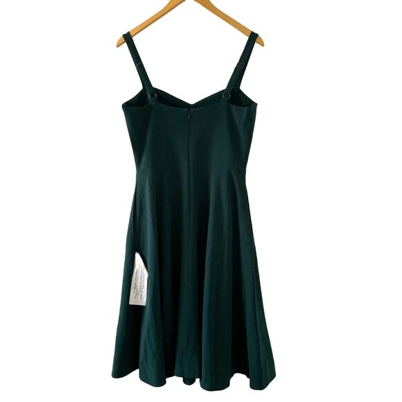 Dress The Population Aline Dress Medium Green Pine Fit Flare Pockets Party Event - Picture 2 of 11